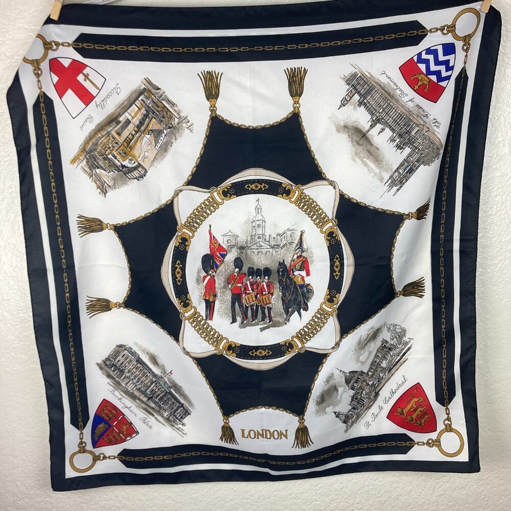 Gina Ruccini Tie Rack London Theme Square Scarf Made in Italy 29x30